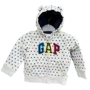 BABY GAP Arched Hoodie Light Heather Gray With Stars ⭐️ Size 18-24 months